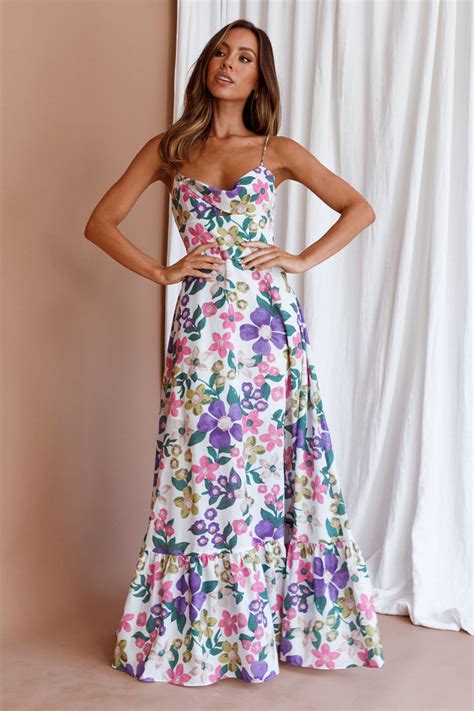 Shop the Beachside Flounce Hem Maxi Dress White Floral | Selfie Leslie