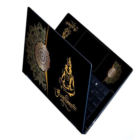 Laptop Skin - Om Namah Shivay Golden Mandla Art for 15.6 inch Laptop ...