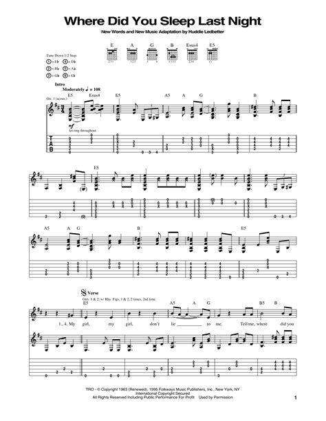 Where Did You Sleep Last Night by Nirvana - Guitar Tab - Guitar Instructor