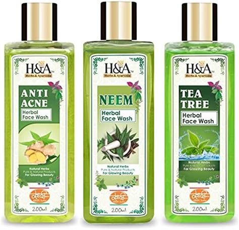 HERBS & AYURVEDA KHADI Anti Acne, Neem & Tea Tree Herbal Facewash Combo ...