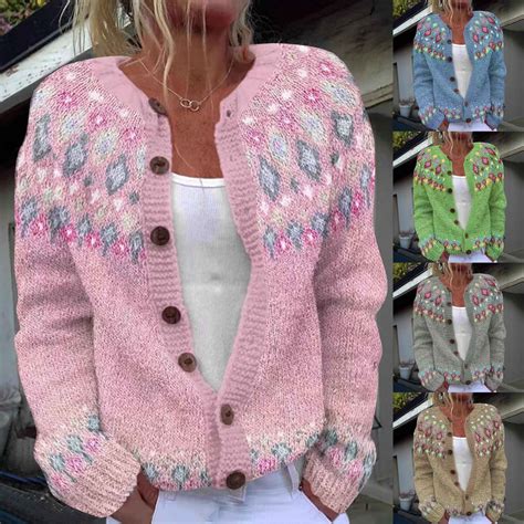 DDAPJ pyju Ugly Christmas Sweaters for Women Long Sleeve V Neck Button ...