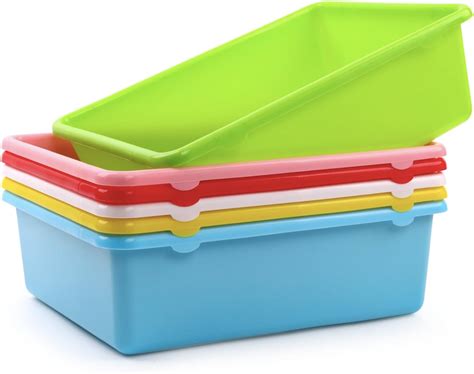 Amazon.com : Extra-Large Book Bins, 6 Pack Stackable Plastic Containers for Classroom ...