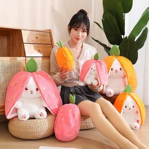 R C TRADERS Trending Strawberry Reversible Bunny Plush Soft Toy - 35 cm ...