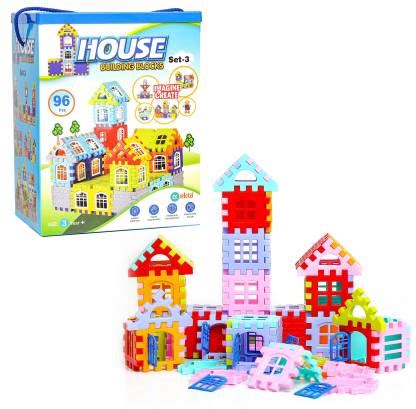 Ekta House Building Blocks 96 Pieces Set-3 with Windows, Big Size ...