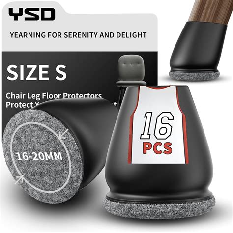YSD 16PCS Silicone Floor Protectors, 0.75 inch Black Chair Caps for ...