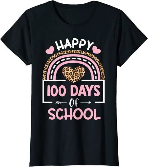 Vivay Leopard Rainbow Happy 100th Day School Cute 100 Days Teacher T ...