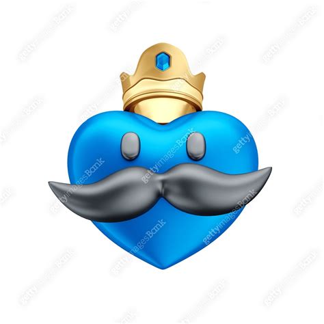 3D Blue Heart Emoji with Mustache for Father's Day or Movember on Isolated White Background 이미지 ...