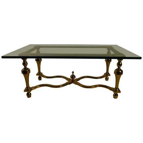 French Mid-Century Brass and Glass Cocktail Table at 1stDibs
