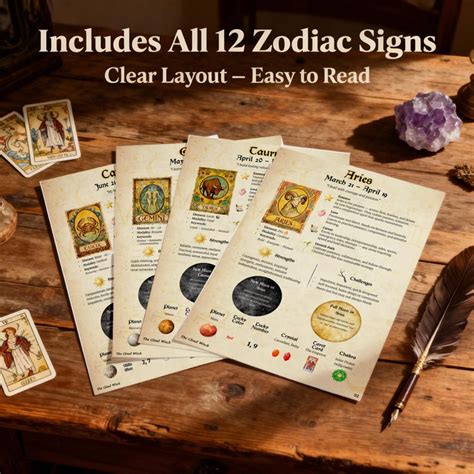 Zodiac Cheat Sheet: Astrology Reference Guide (PDF Printable ...