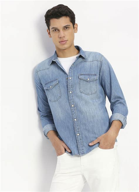 Blue Flap Pockets Full Sleeved Shirt | Pepe Jeans India