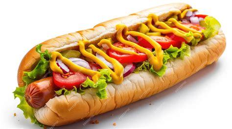 Premium Photo | CloseUp of a Delicious FootLong Hot Dog Isolated on ...