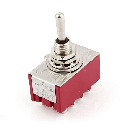 Generic 4PDT ON/Off/ON 3 Positions 12 Pin Electric Toggle Switch Red ...