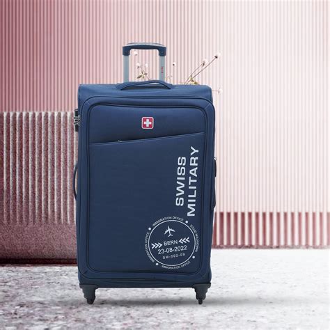 Swiss Military Porton Navy Blue Soft-Sided Luggage Trolley Bag, Lightw ...