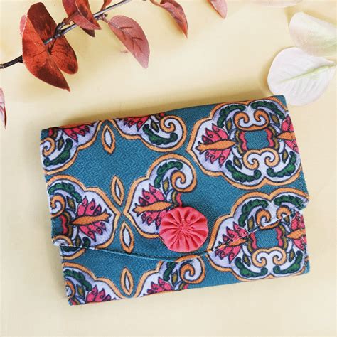 3-Fold Wallet- Blue Jharokha – Crafthues