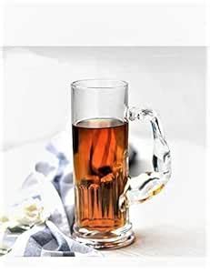 Buy Lawei Italian Premium Glass Beer Mugs with Handle | Crystal Clear ...