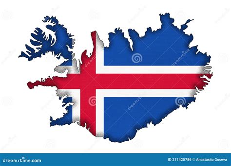 Iceland Border Silhouette with National Flag. Contour Country on ...