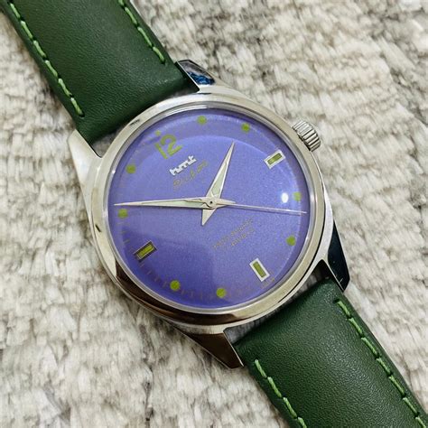 Buy VINTAGE HMT PILOT HANDWINDING PURPLE DIAL 17JEWELS WRIST WATCH ...