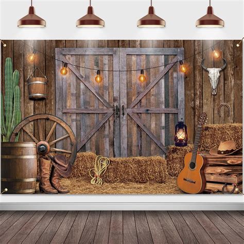 Buy Partydream Western Cowboy Backdrop Cowboy Party Decorations Large ...