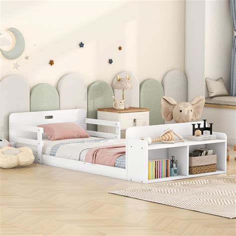 Amazon.com: NCKMYB Twin Kids Floor Bed, Wooden Platform Bed with ...