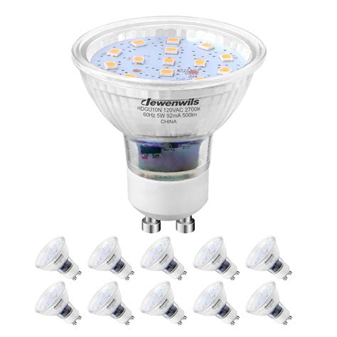 DEWENWILS 10-Pack GU10 LED Bulb Dimmable, 2700K Warm White Two Prong ...