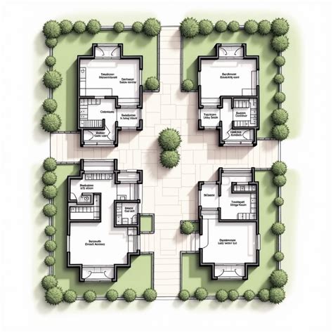 Central Courtyard Houses Floor Plan | Stable Diffusion Online