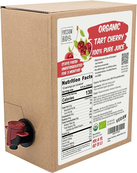 Amazon.com : Organic Tart Cherry Juice Box 101.4 Fl Oz | 100% Pure Tart ...