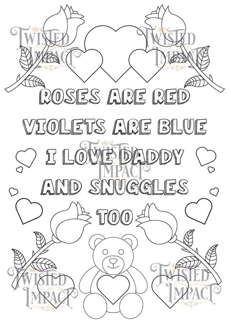DDLG Digital Colouring Page Roses & Snuggles Coloring Page, Cute ...