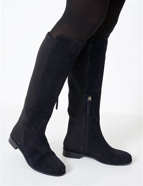 Suede Flat Knee High Boots | Crew Clothing | M&S