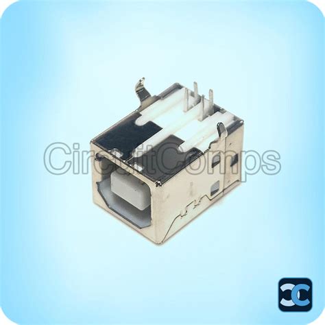 USB Type B Female Connector Right Angle PCB Mount 4 Pin – Circuitcomps