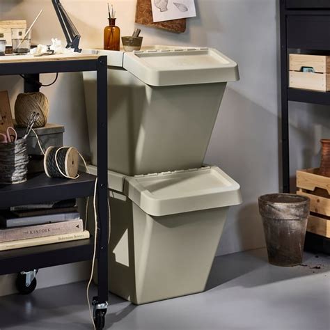 SORTERA sorting bin with lid, beige, 60 l (16 gallon) - IKEA