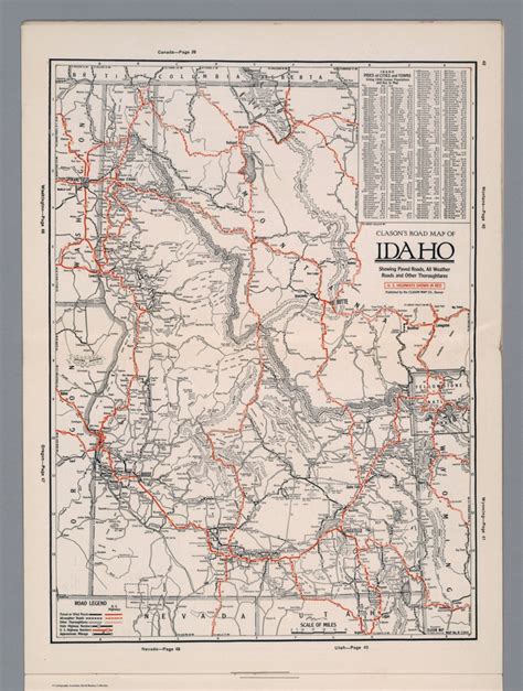Clason's Road Map of Idaho. Showing paved roads, All weather roads and ...
