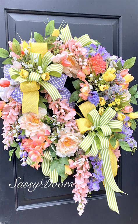 Spring Wreath, Mother's Day Wreath, Sassy Doors Wreath,Spring Front ...
