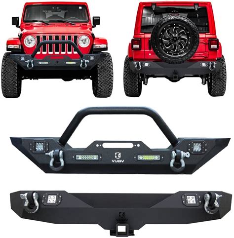 Buy Vijay Front Bumper and Rear Bumper with Winch Seat and LED Lights ...