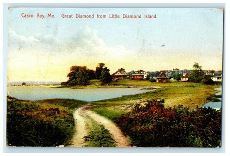 1907 Great Diamond from Little Diamond Island, Casco Bay, Maine ME ...