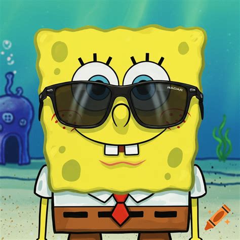 SpongeBob wearing Radar® EV Path Oakley sunglasses on Craiyon