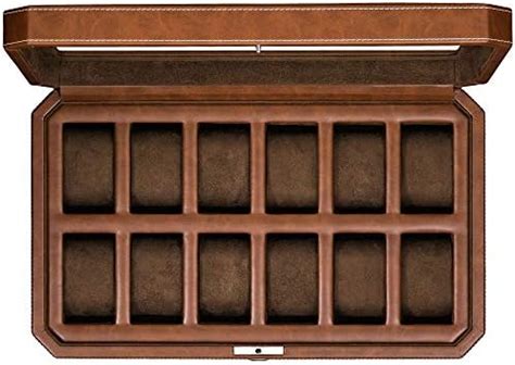 ROTHWELL 12 Slot Leather Watch Box - Luxury Watch Case Display ...