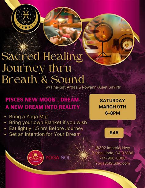 Sacred Healing Journey Through Breath & Sound, Yoga Sol Studio, Yorba ...