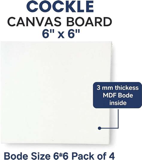 Cockle Canvas Board for Painting 6x6 Inch Pack of 4 Cotton Fine Grain ...