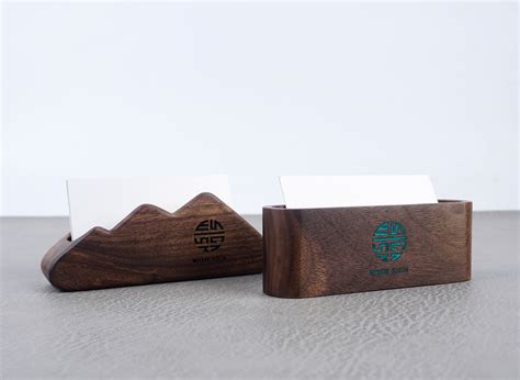 Personalized Wooden Business Card Holder for Desk With | Etsy