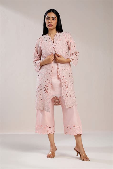 PINK CUTWORK KURTA WITH PANTS – Label Moni K