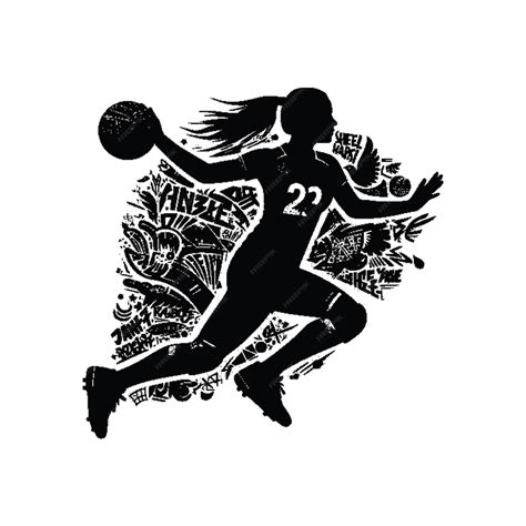 Handball sport female player with graffiti tags street art pattern ...