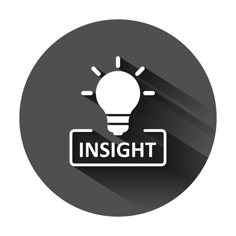 Insight icon in flat style. Bulb vector illustration on black round ...