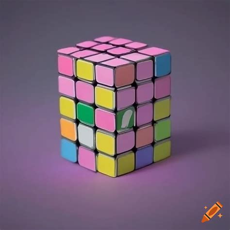 Rubik's cube with pastel colors and a face