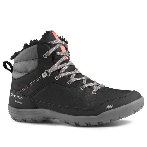 Women's Winter Hiking Boots - SH 100 Black - Black‎, Granite‎ - Quechua ...
