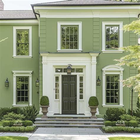 Pistachio Green and Dove White Exterior Paint Design