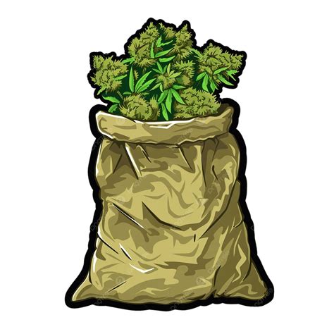 Sticker Of A Cartoon Bag Of Weed, Sticker, Bag, Weed PNG Transparent ...