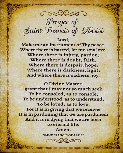 Saint Francis Of Assisi Prayer Printable Catholic
