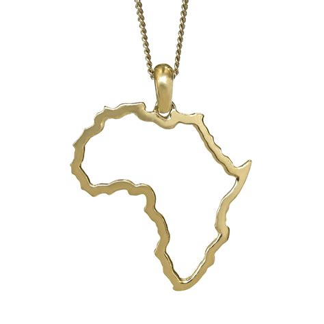 Large Map of Africa Yellow Gold Outline Pendant & Chain 45cm – GoodiesHub.com