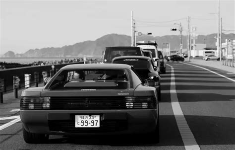 Wallpaper Road, Machine, Ferrari, Traffic light, Testarossa, Black And ...