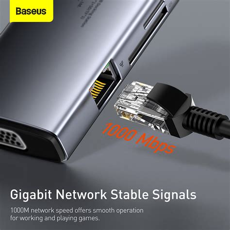 Baseus Metal Gleam 9 in 1 Multifunctional USB Type-C Hub Grey (CAHUB-C ...